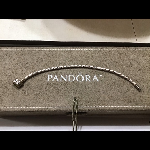 Pandora Jewelry - Authentic PANDORA champagne twisted leather with sterling silver barrel clasp
